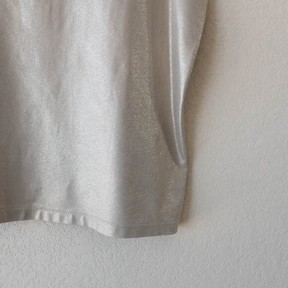 Chico's Size 3 / XL Gold Sleeveless Shimmer Shell Top Neutral Wide Strap Cami - Picture 4 of 10